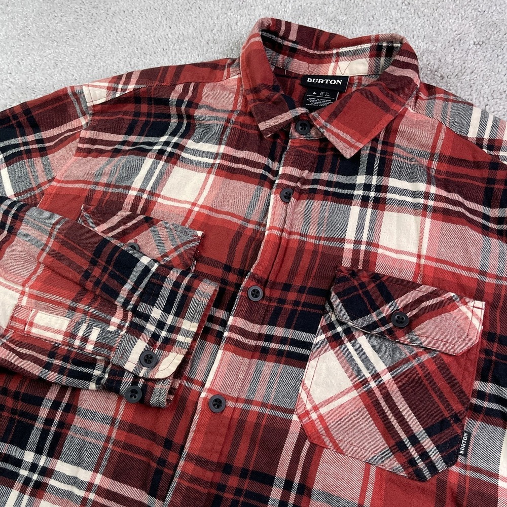 Burton Shirt Mens Large Red Plaid‎ Brighton Flannel Snowboard Skater Grunge